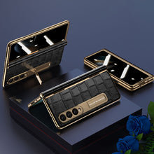 Load image into Gallery viewer, Handmade Leather Crocodile Pattern Phone Case With Back Screen Protector For Samsung Galaxy Z Fold4 5G