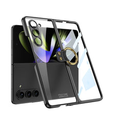 Load image into Gallery viewer, Transparent Electroplating Ring Holder Protective Phone Case With Back Screen Protector For Samsung Galaxy Z Fold 5/4/3 5G - mycasety2023 mycasety2023