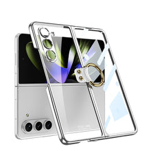 Load image into Gallery viewer, Transparent Electroplating Ring Holder Protective Phone Case With Back Screen Protector For Samsung Galaxy Z Fold 5/4/3 5G - mycasety2023 mycasety2023