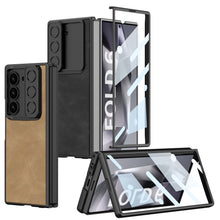 Load image into Gallery viewer, Leather Lens Slide Protector Shockproof Phone Case With Screen Protector For Galaxy Z Fold 6
