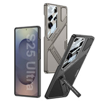 Load image into Gallery viewer, Full Lens Protection Leather Phone Case With Holder For Galaxy S25 S24 S23 Ultra
