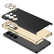 Load image into Gallery viewer, Golden Electroplated Leather Shockproof Phone Case For Galaxy S25 Ultra

