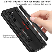 Load image into Gallery viewer, Invisible Bracket S Pen Slot Leather Protective Phone Case With Back Screen Protector For Galaxy Z Fold 5/4/3 5G
