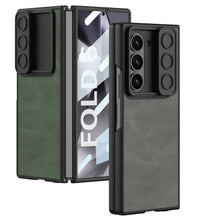 Load image into Gallery viewer, Leather Lens Slide Protector Shockproof Phone Case With Screen Protector For Galaxy Z Fold 6
