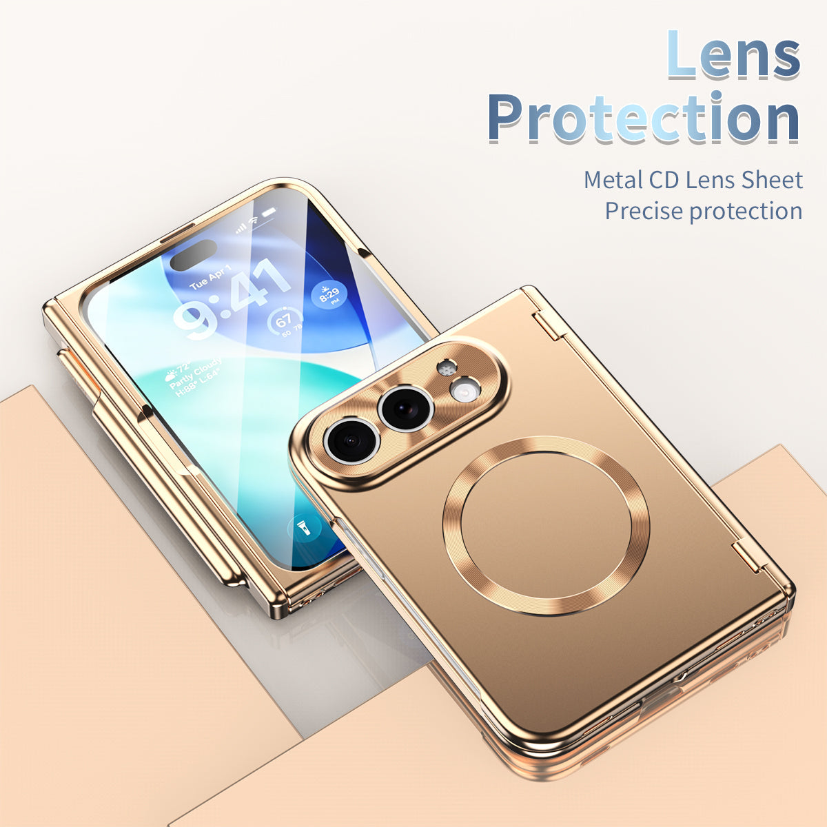 iPhone Duo | Golden Business Phone Case Built-in Tempered Glass Film & Stylus & Two Magnetic Hinge Options