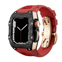 Load image into Gallery viewer, Carbon Fiber And Titanium Case With Fluororubber Strap For Apple Watch 44/45 MM - Mycasety Mycasety
