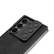 Load image into Gallery viewer, Leather Lens Slide Protector Shockproof Phone Case With Screen Protector For Galaxy Z Fold 6
