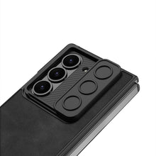 Load image into Gallery viewer, Leather Lens Slide Protector Shockproof Phone Case With Screen Protector For Galaxy Z Fold 6
