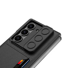 Load image into Gallery viewer, Leather Card Holder Lens Slide Protector Shockproof Phone Case With Screen Protector For Galaxy Z Fold 6
