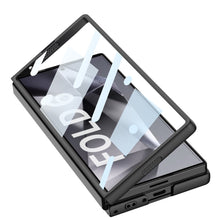 Load image into Gallery viewer, Leather Lens Slide Protector Shockproof Phone Case With Screen Protector For Galaxy Z Fold 6
