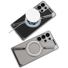 Load image into Gallery viewer, Electroplating Leather Shockproof Phone Case With Magnetic Ring Holder For Galaxy S25 S24 S23 Ultra
