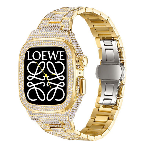 Luxury Metal Crystal Diamond Case Strap For Apple Watch Series 44/45mm - mycasety2023 Mycasety