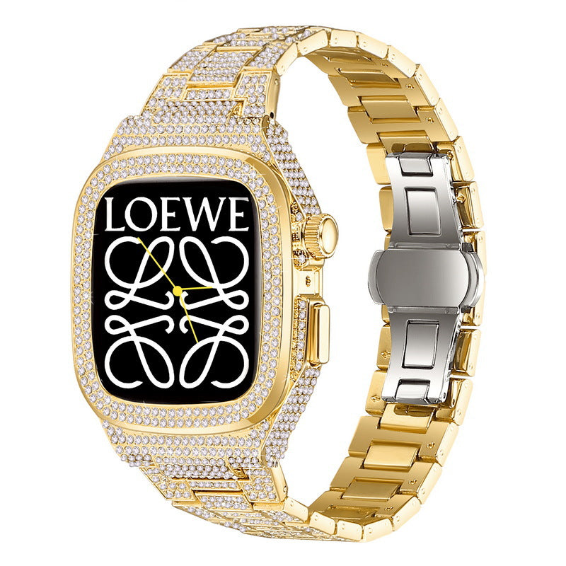 Luxury Metal Crystal Diamond Case Strap For Apple Watch Series 44/45mm - mycasety2023 Mycasety