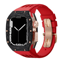 Load image into Gallery viewer, Luxurious Carbon Fiber Metal Case Strap For Apple Watch Series 44/45 mm - Mycasety Mycasety

