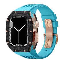 Load image into Gallery viewer, Luxurious Carbon Fiber Metal Case Strap For Apple Watch Series 44/45 mm - Mycasety Mycasety
