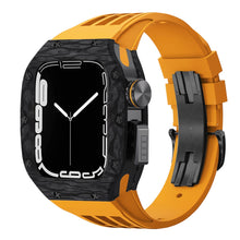 Load image into Gallery viewer, Luxurious Carbon Fiber Metal Case Strap For Apple Watch Series 44/45 mm - Mycasety Mycasety

