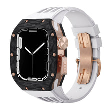 Load image into Gallery viewer, Luxurious Carbon Fiber Metal Case Strap For Apple Watch Series 44/45 mm - Mycasety Mycasety
