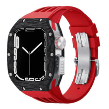 Load image into Gallery viewer, Luxurious Carbon Fiber Metal Case Strap For Apple Watch Series 44/45 mm - Mycasety Mycasety
