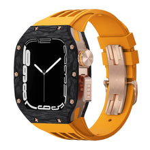 Load image into Gallery viewer, Luxurious Carbon Fiber Metal Case Strap For Apple Watch Series 44/45 mm - Mycasety Mycasety
