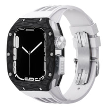 Load image into Gallery viewer, Luxurious Carbon Fiber Metal Case Strap For Apple Watch Series 44/45 mm - Mycasety Mycasety
