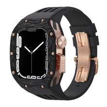 Load image into Gallery viewer, Luxurious Carbon Fiber Metal Case Strap For Apple Watch Series 44/45 mm - Mycasety Mycasety
