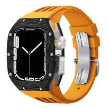 Load image into Gallery viewer, Luxurious Carbon Fiber Metal Case Strap For Apple Watch Series 44/45 mm - Mycasety Mycasety
