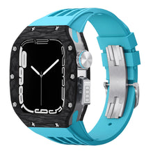 Load image into Gallery viewer, Luxurious Carbon Fiber Metal Case Strap For Apple Watch Series 44/45 mm - Mycasety Mycasety
