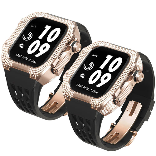 Luxurious Titanium Alloy Crystal Case Strap For Apple Watch 44/45 mm - Mycasety Mycasety