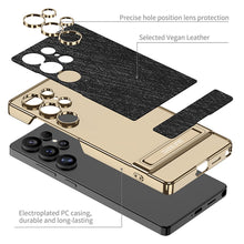Load image into Gallery viewer, Electroplated Leather Shockproof Phone Case With Bracket For Galaxy S25 S24 S23 Ultra

