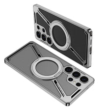 Load image into Gallery viewer, Electroplating Leather Shockproof Phone Case With Magnetic Ring Holder For Galaxy S25 S24 S23 Ultra
