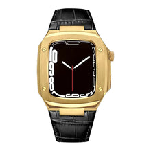 Load image into Gallery viewer, Luxury Metal Case Leather Strap For Apple Watch Series 44/45 mm - Mycasety Mycasety
