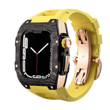 Load image into Gallery viewer, Carbon Fiber And Titanium Case With Fluororubber Strap For Apple Watch 44/45 MM - Mycasety Mycasety
