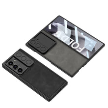 Load image into Gallery viewer, Leather Lens Slide Protector Shockproof Phone Case With Screen Protector For Galaxy Z Fold 6
