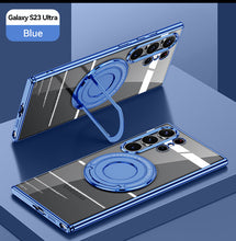 Load image into Gallery viewer, Magnetic Suction Bracket Electroplated Clear Protective Phone Case For Samsung Galaxy S23 Ultra Plus

