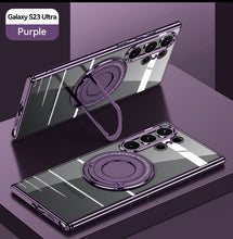 Load image into Gallery viewer, Magnetic Suction Bracket Electroplated Clear Protective Phone Case For Samsung Galaxy S23 Ultra Plus
