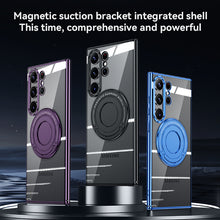Load image into Gallery viewer, Magnetic Suction Bracket Electroplated Clear Protective Phone Case For Samsung Galaxy S23 Ultra Plus
