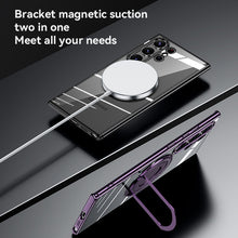 Load image into Gallery viewer, Magnetic Suction Bracket Electroplated Clear Protective Phone Case For Samsung Galaxy S23 Ultra Plus
