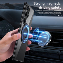 Load image into Gallery viewer, Magnetic Suction Bracket Electroplated Clear Protective Phone Case For Samsung Galaxy S23 Ultra Plus
