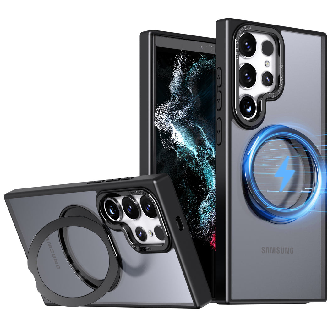 Magnetic Bracket Anti-fall Phone Case For Samsung Galaxy S23 S22 Ultra Plus Support MagSafe Wireless Charging
