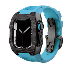 Load image into Gallery viewer, Carbon Fiber And Titanium Case With Fluororubber Strap For Apple Watch 44/45 MM - Mycasety Mycasety
