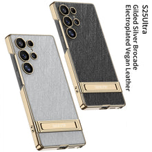 Load image into Gallery viewer, Electroplated Leather Shockproof Phone Case With Bracket For Galaxy S25 S24 S23 Ultra
