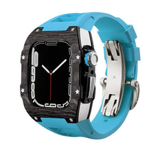 Load image into Gallery viewer, Carbon Fiber And Titanium Case With Fluororubber Strap For Apple Watch 44/45 MM - Mycasety Mycasety
