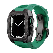 Load image into Gallery viewer, Carbon Fiber And Titanium Case With Fluororubber Strap For Apple Watch 44/45 MM - Mycasety Mycasety
