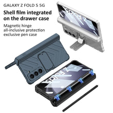 Load image into Gallery viewer, Magnetic Armor All-included Slide Pen Case With Back Screen Glass Hinge Holder Phone Cover For Galaxy Z Fold3 Fold4 Fold5 Fold6
