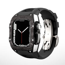 Load image into Gallery viewer, Carbon Fiber And Titanium Case With Fluororubber Strap For Apple Watch 44/45 MM - Mycasety Mycasety
