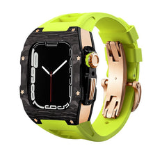 Load image into Gallery viewer, Carbon Fiber And Titanium Case With Fluororubber Strap For Apple Watch 44/45 MM - Mycasety Mycasety
