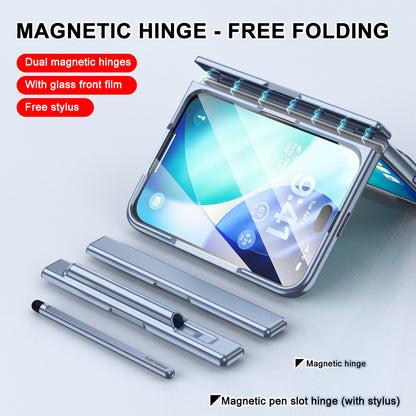 iPhone Duo | Golden Business Phone Case Built-in Tempered Glass Film & Stylus & Two Magnetic Hinge Options
