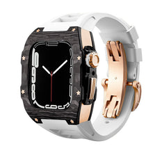 Load image into Gallery viewer, Carbon Fiber And Titanium Case With Fluororubber Strap For Apple Watch 44/45 MM - Mycasety Mycasety
