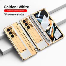 Load image into Gallery viewer, Luxury Leather Magnetic Bracket Shell Electroplated Phone Case For Samsung Galaxy Z Fold3/4/5 With Back Screen Glass - Mycasety Mycasety
