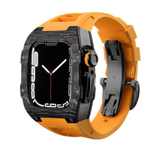 Load image into Gallery viewer, Carbon Fiber And Titanium Case With Fluororubber Strap For Apple Watch 44/45 MM - Mycasety Mycasety
